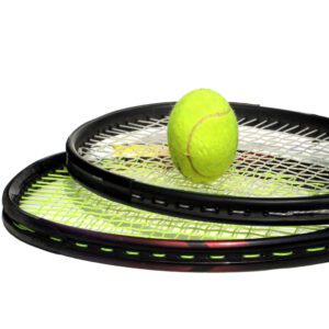Two tennis rackets and a ball